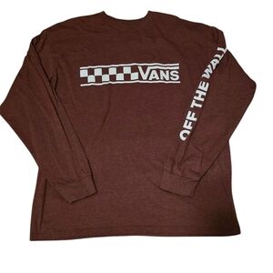 Vans Men's Brown Checkered Long Sleeve Tee